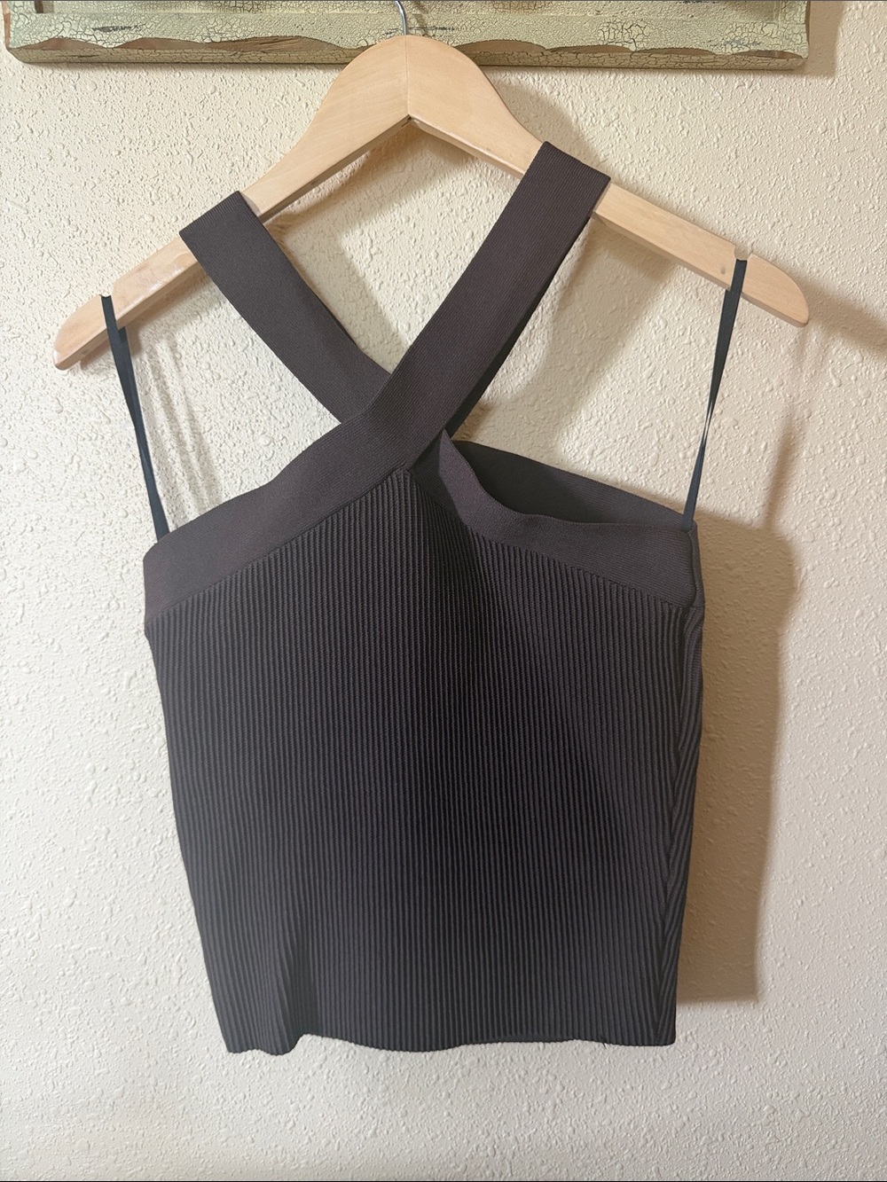 Babaton Brown Cross-Back Ribbed Top - Picture 2 of 10